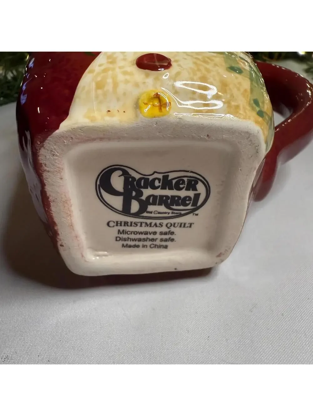 Cracker Barrel Christmas Quilt Snowman Holiday Mug